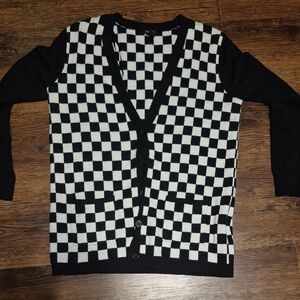 Forever 21 Black and White Checkered Cardigan